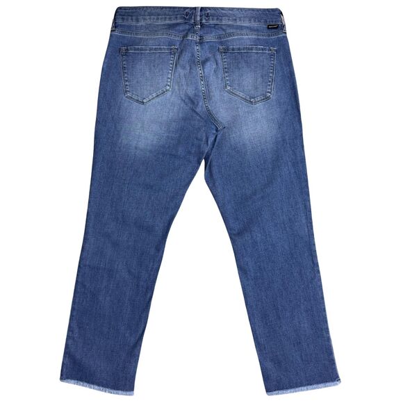 Dear John Womens Jeans Erin Slim Straight Raw Hem Blue Sz 30 Distressed Grunge - Picture 2 of 9